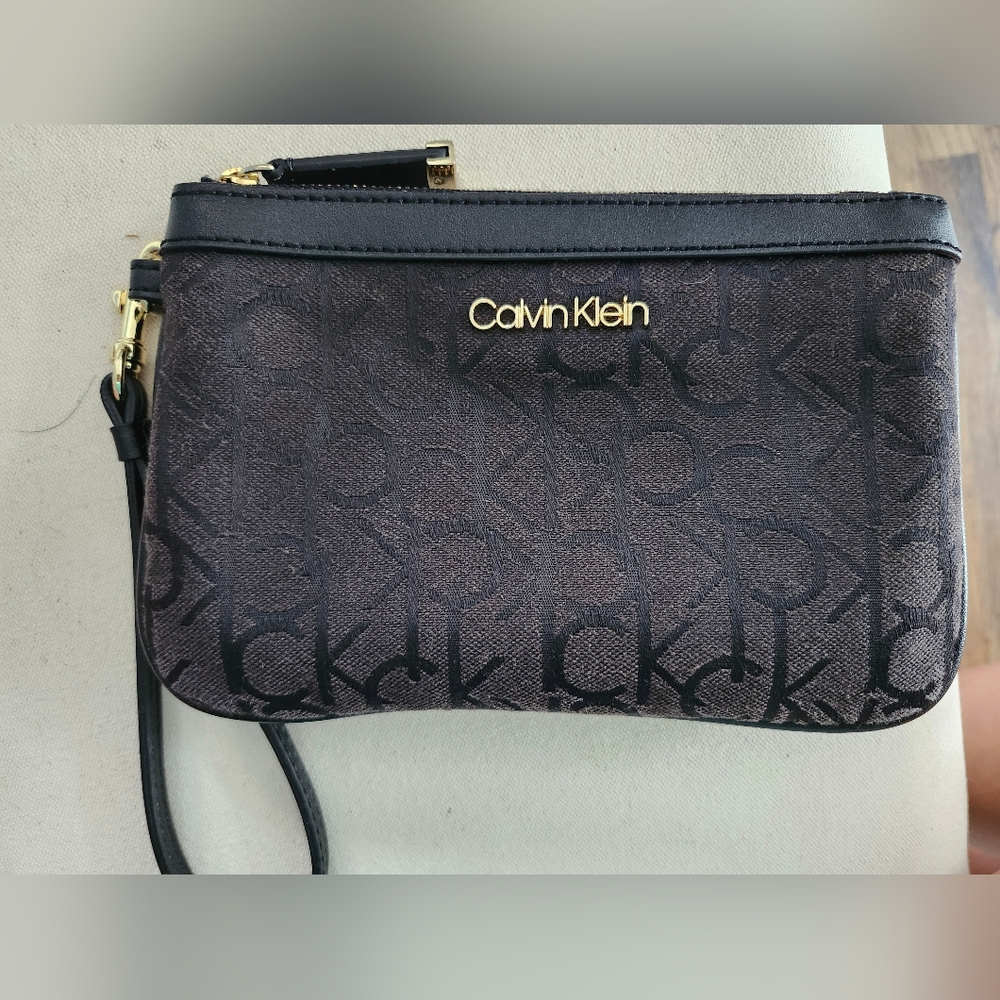 Calvin Klein Black Logo Wristlet